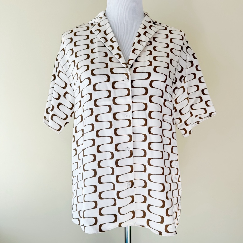 House of Harlow 1960 Womens Button Up Blouse Short Sleeve Size XS Mod Retro